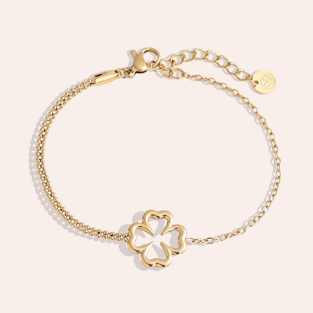 Bracelet trèfle à 4 feuilles acier inoxydable 316L doré 