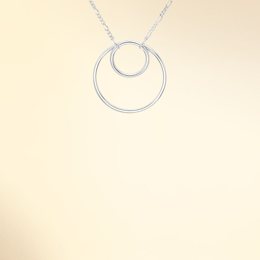 Collier sautoir en argent 925 avec double anneaux polis
