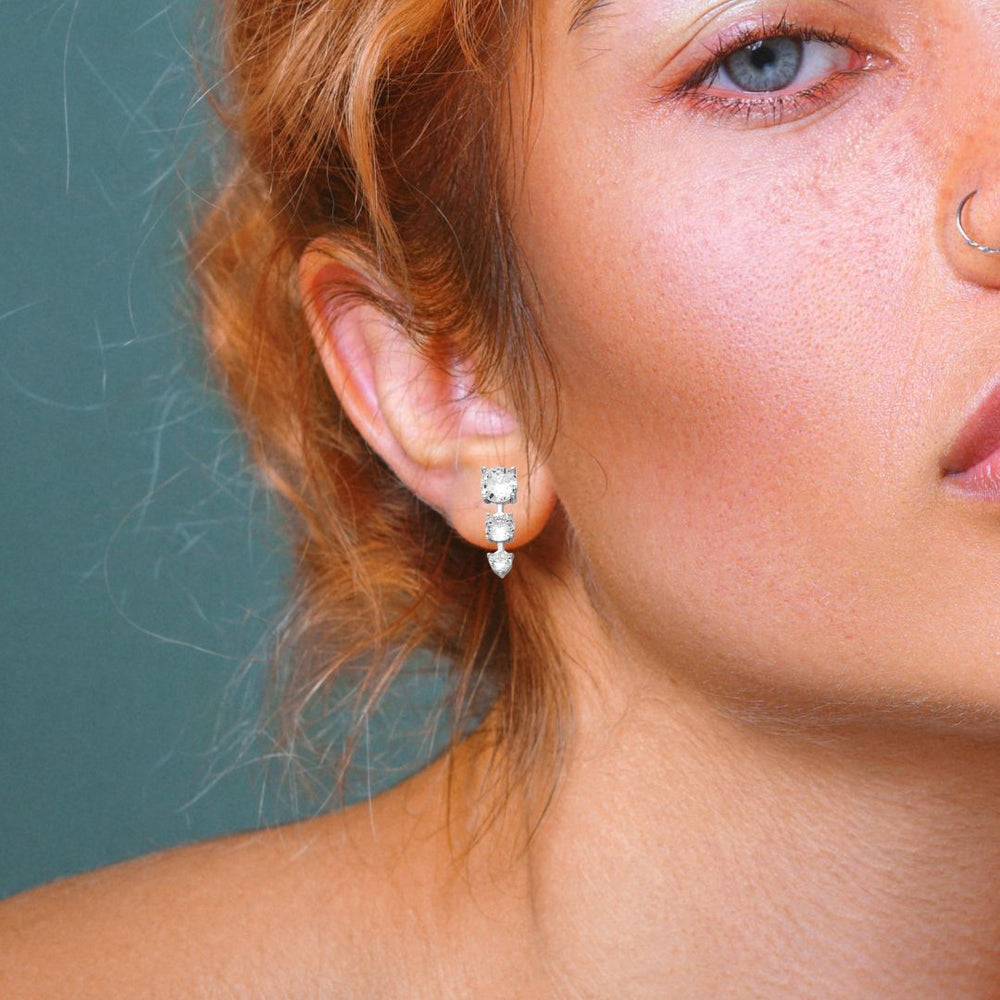 Boucles d'oreilles argent 925 rhodié / zirconia